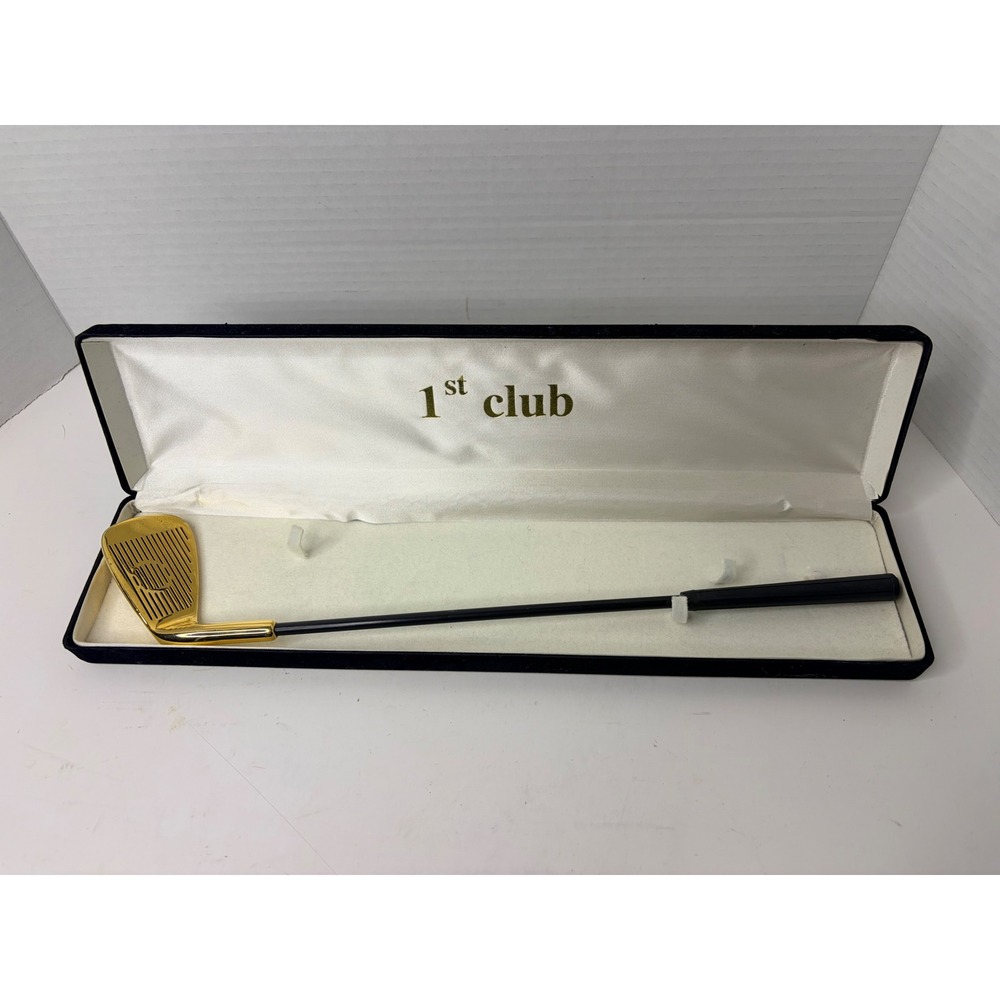 La Jolla Club Model 120 Junior 1st Club Gold Tone Collectible Golf Iron w Case
